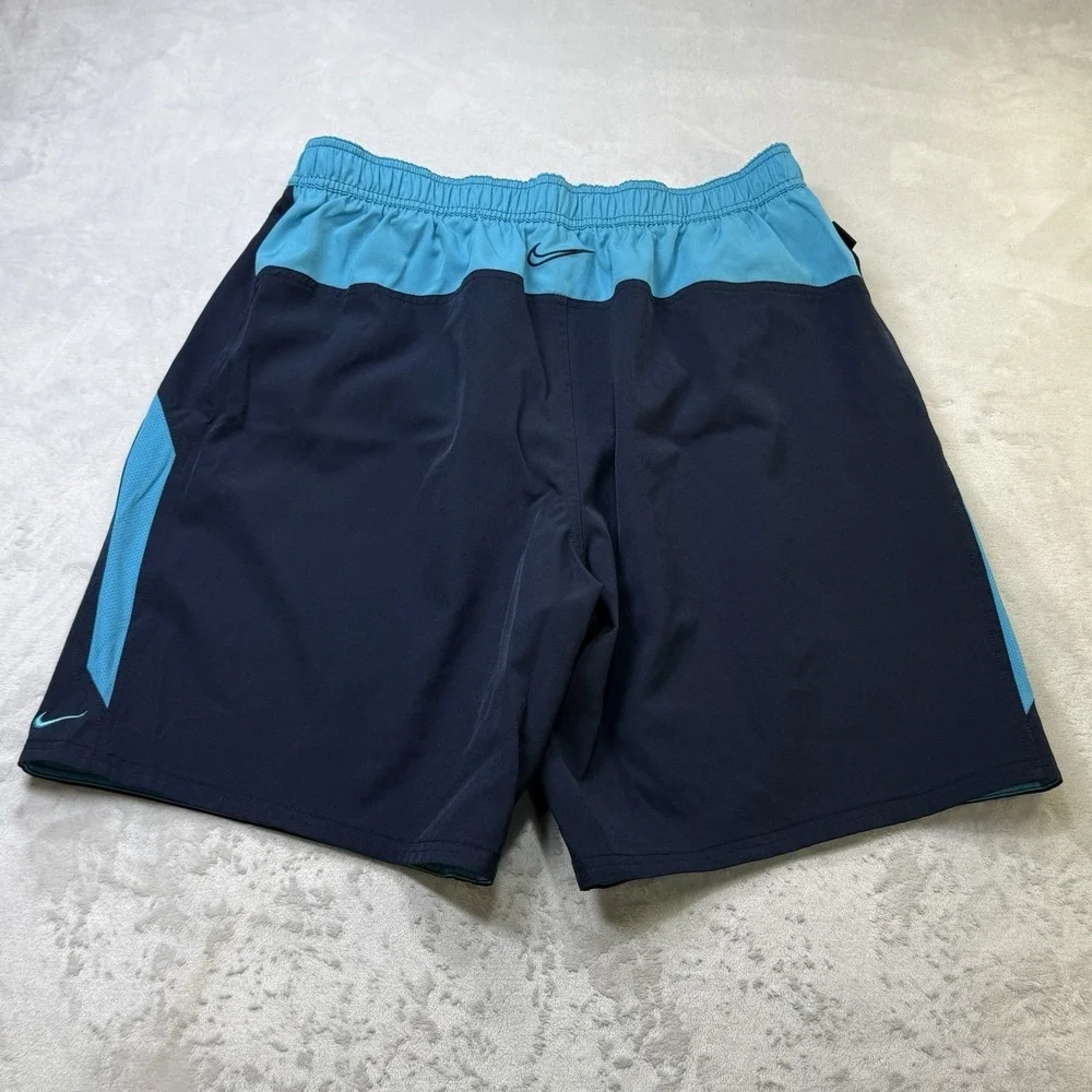 Nike Swim Trunks‎ XL Navy Blue Lined Athletic Shorts Swoosh